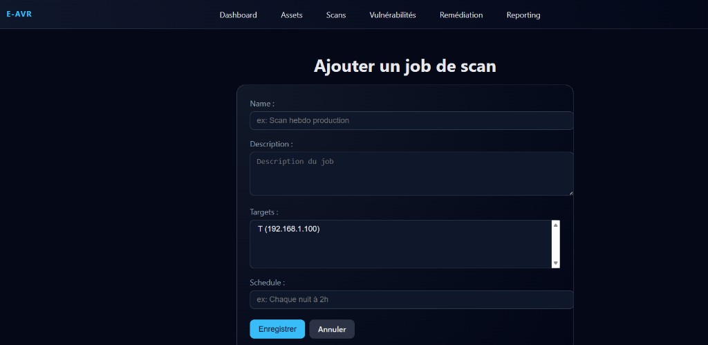 E-AVR – Ajouter un job de scan